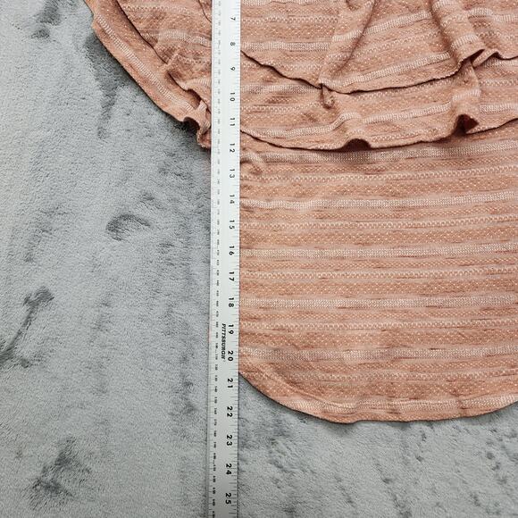 NEW Free People Top Womens XL Pink Cream Doe Combo Heirloom Ruffle Rounded Hem - Picture 11 of 12